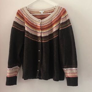 J. Jill Fair Isles Cardigan Sweater-Plus Size